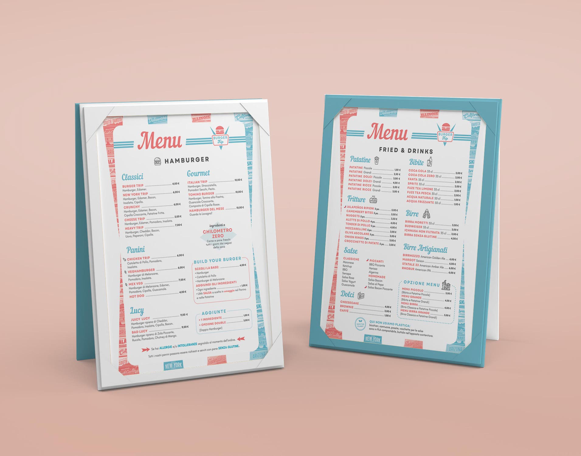 Grafica vintage menu hamburgeria