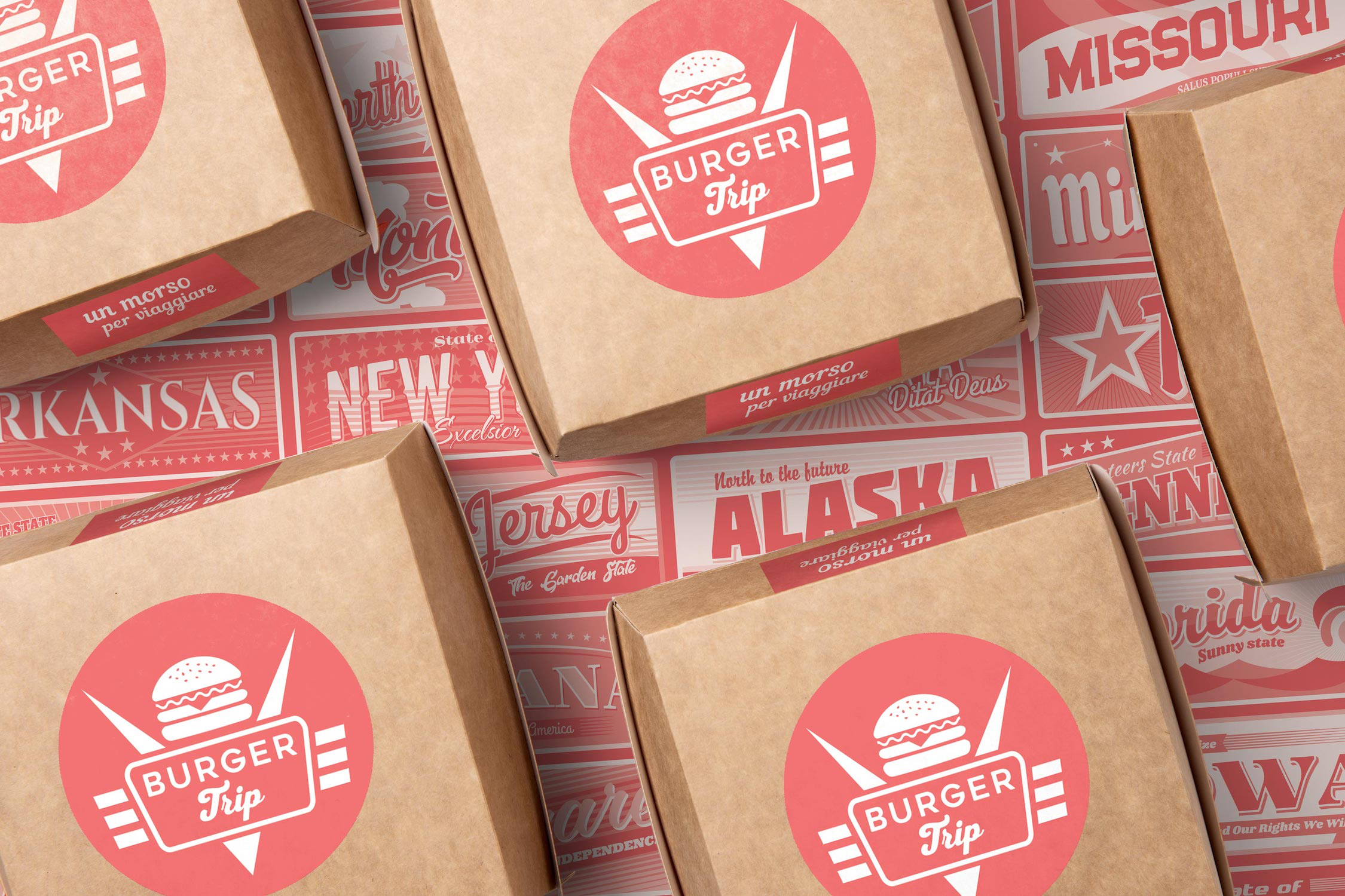 Grafica vintage packaging hamburgeria