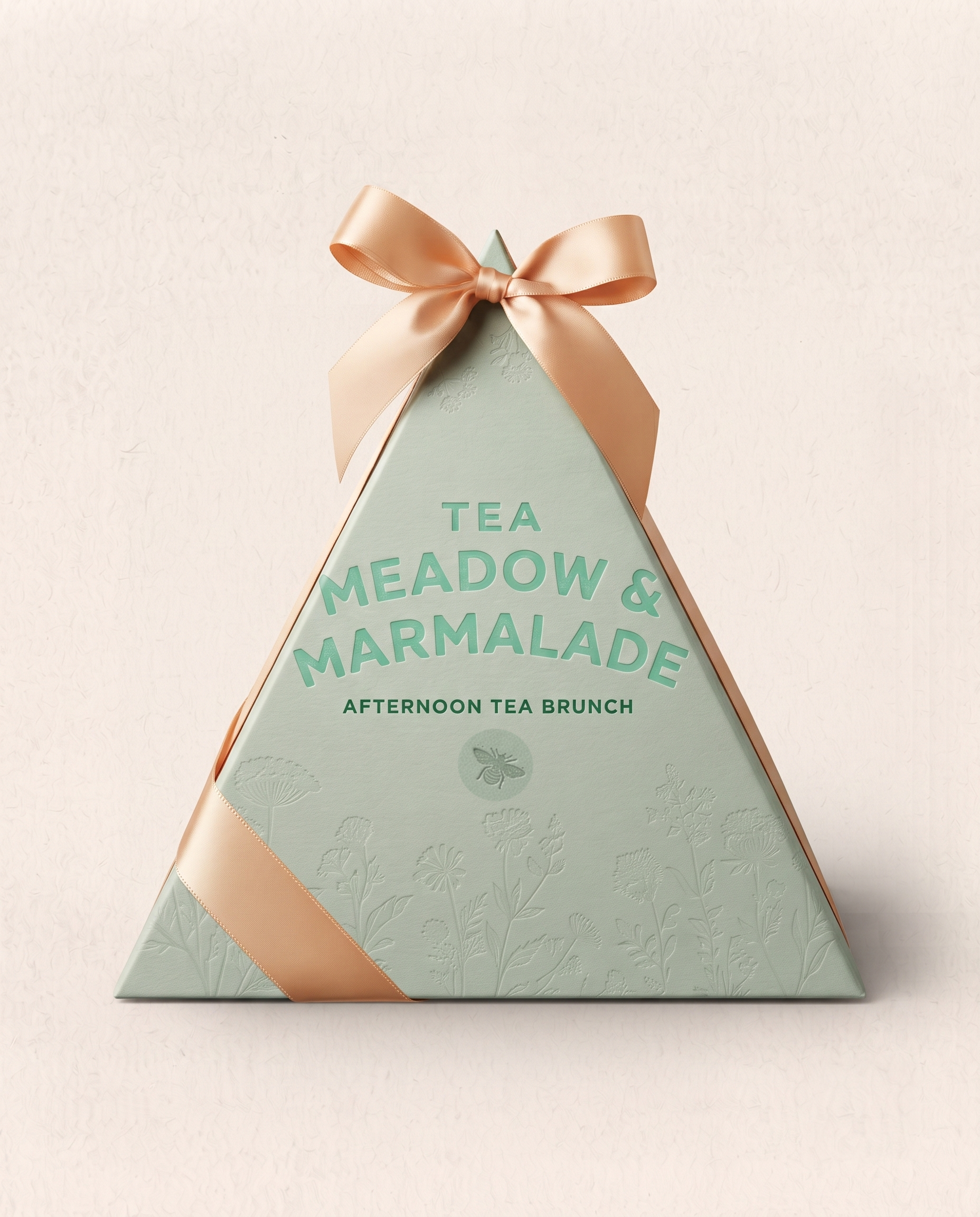 Food brand identity e packaging design coordinato per Tea Meadow & Marmalade - confezione piramidale
