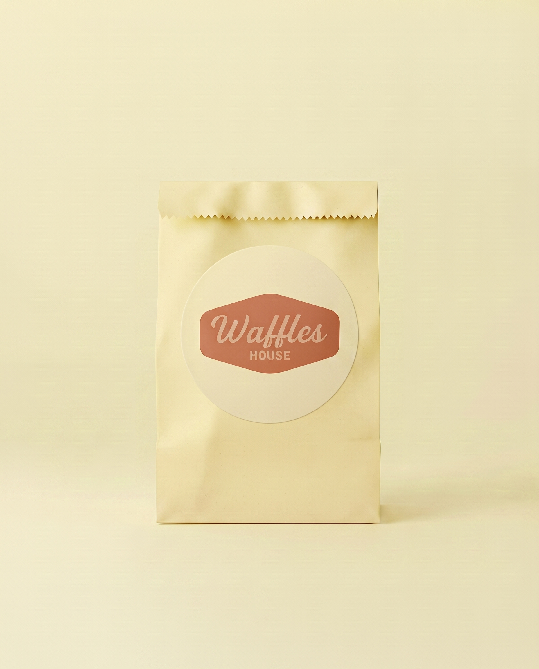 Food brand identity e packaging design coordinato per la pasticceria artigianale Waffles House - sacchetto delivery