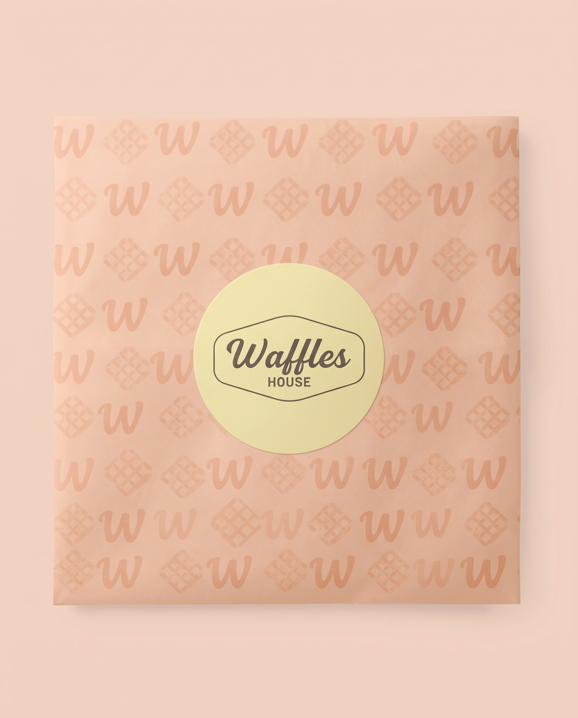 Food brand identity e packaging design coordinato per la pasticceria artigianale Waffles House - incarto
